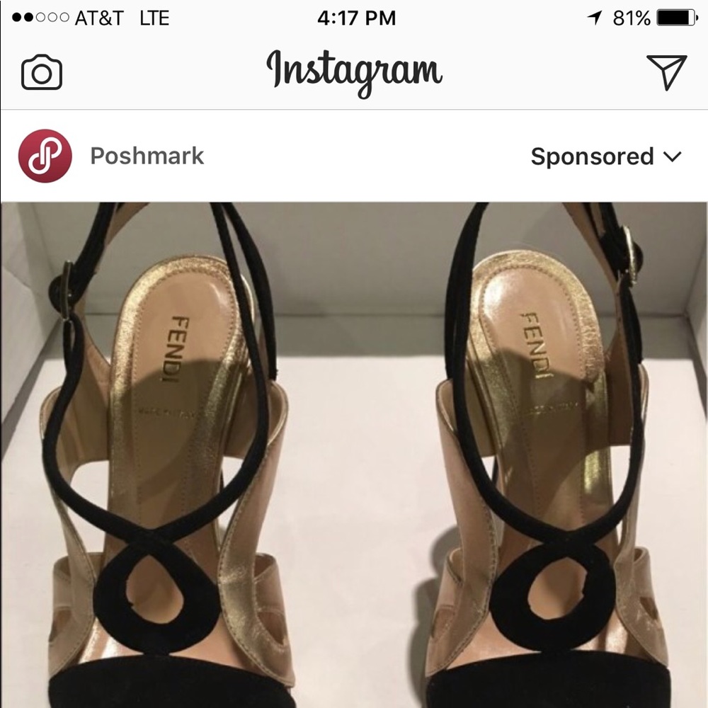 Fendi Black & Gold Shade sling backs - Picture 5 of 5