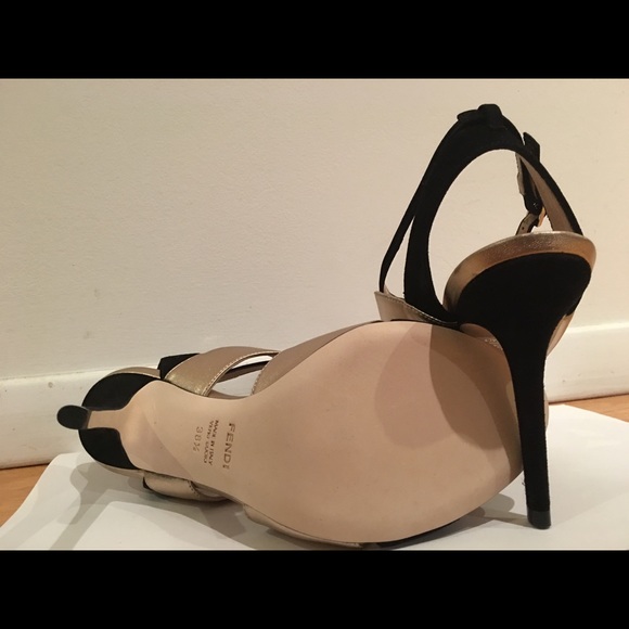 Fendi Black & Gold Shade sling backs - Picture 4 of 5