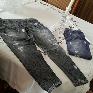 Two Jeggings- 1 Black 1 Blue denim