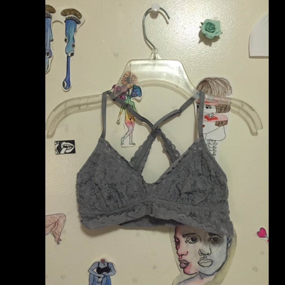 Aerie Gray Crossback Lace Bralette