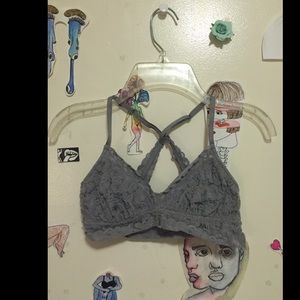 Aerie Gray Crossback Lace Bralette