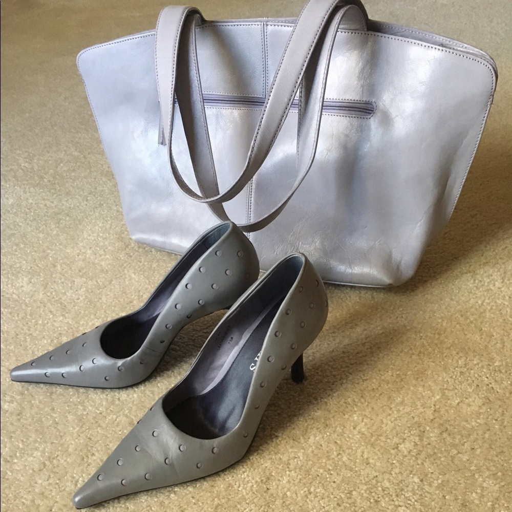 NEW Leather high heels and leather tote