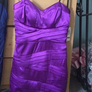 Purple strapless dress