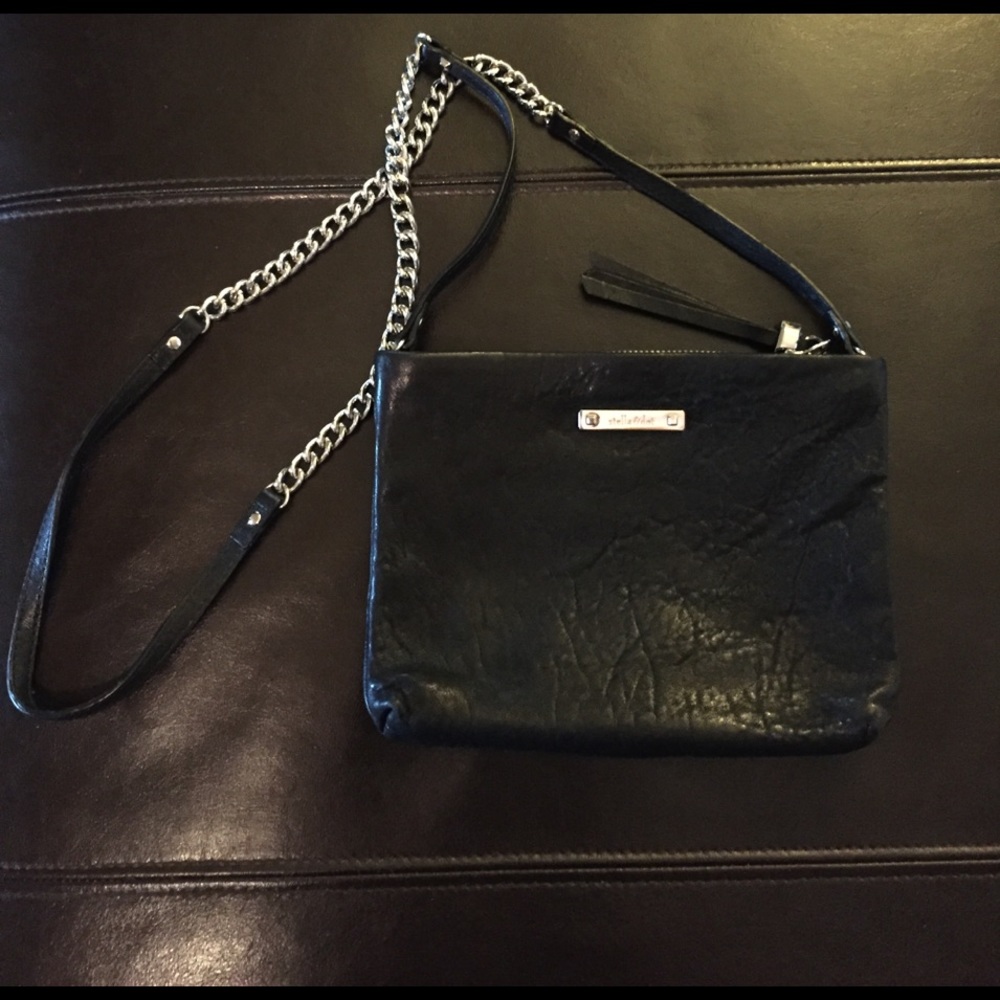 Stella and Dot black leather crossbody purse.