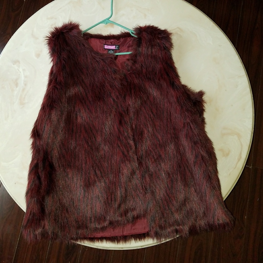 Burgandy Faux Fur Vest