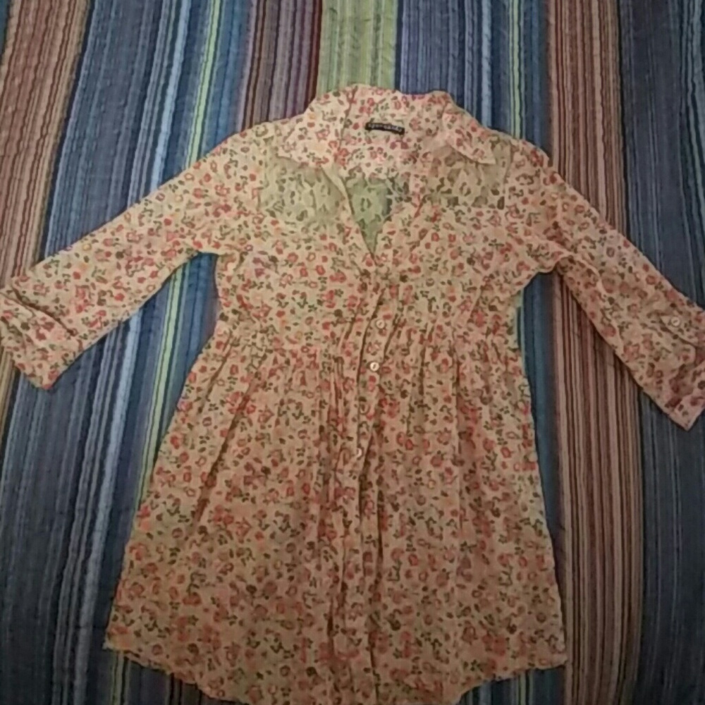 Fun flowered button down blouse