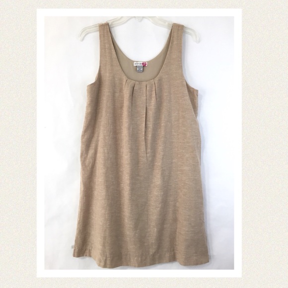 Linen blend, sand colored shift dress - Picture 2 of 6