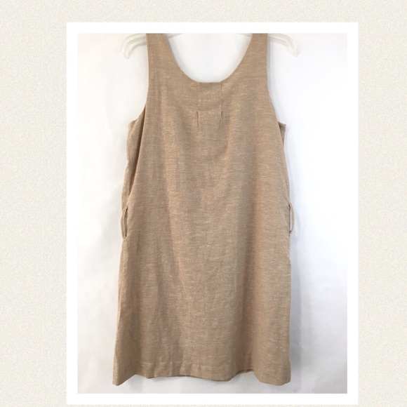 Linen blend, sand colored shift dress - Picture 5 of 6