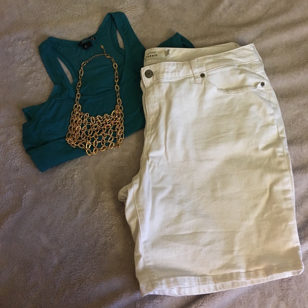 Torrid White Bermuda Shorts