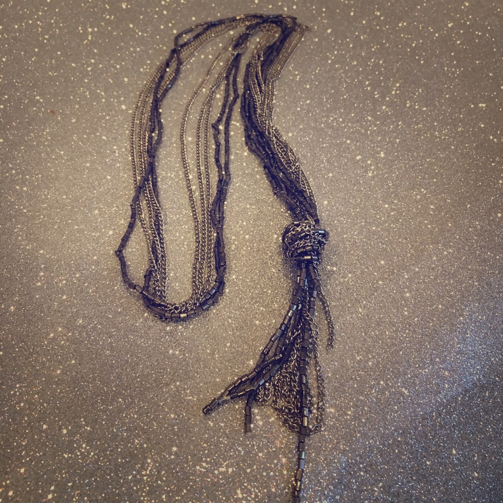Silver & Gunmetal Chain Knot Necklace