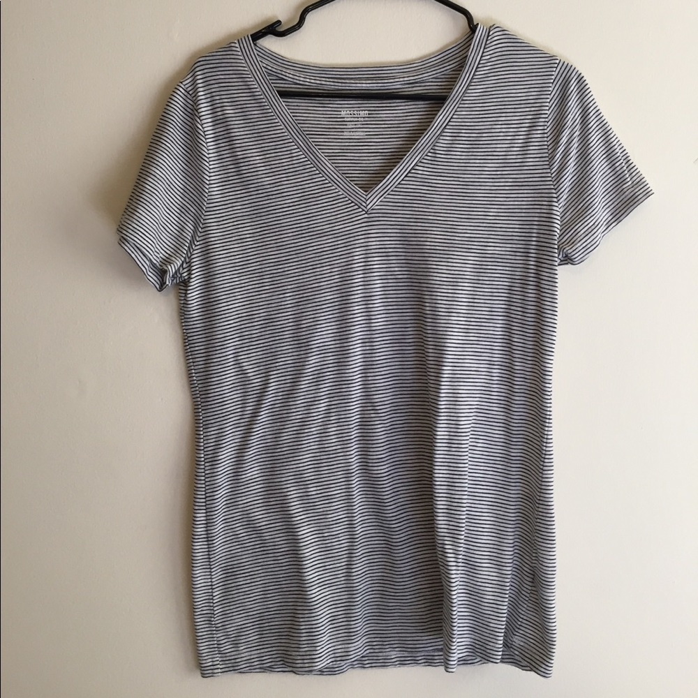 B&W Stripe V-Neck Tee