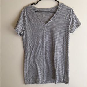 B&W Stripe V-Neck Tee