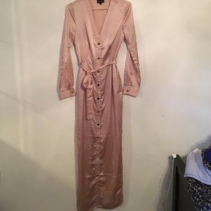 Pink Satin Button up maxi