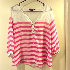 Pink sheer striped shirt
