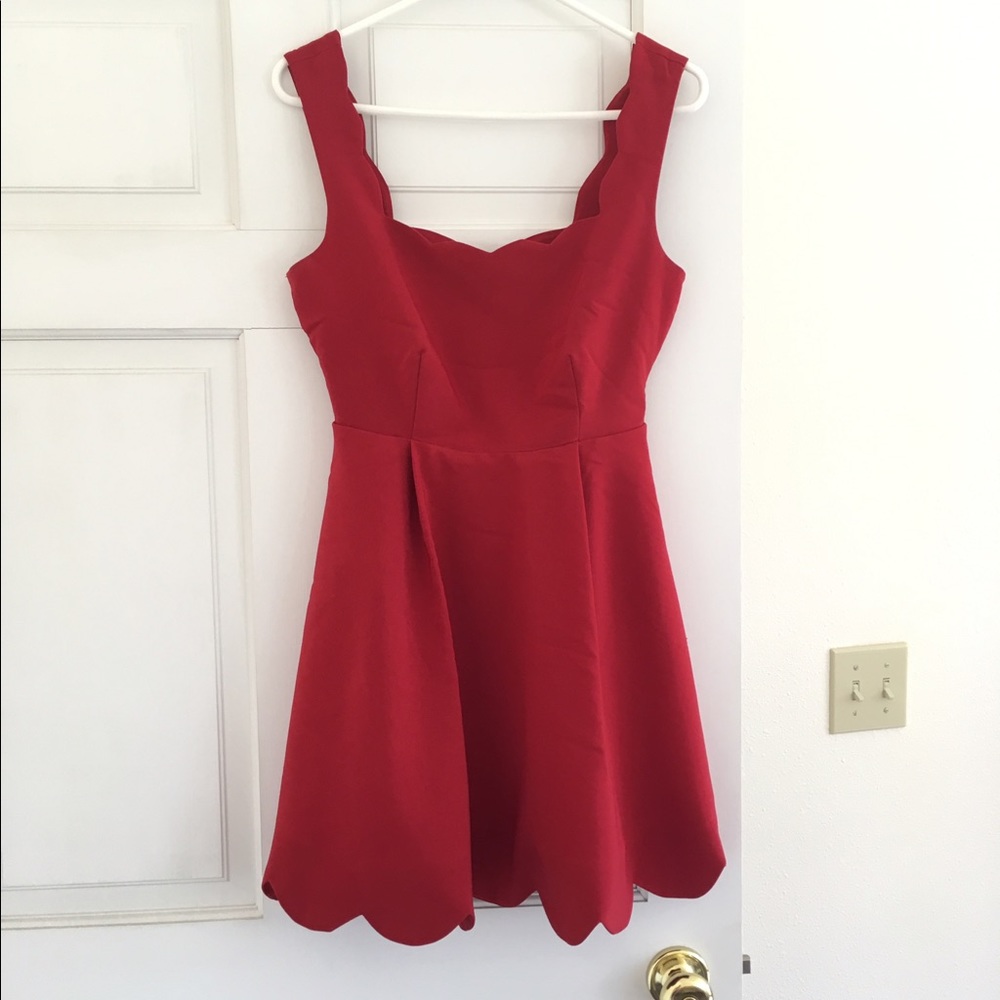 Nordstrom Scalloped Red Dress