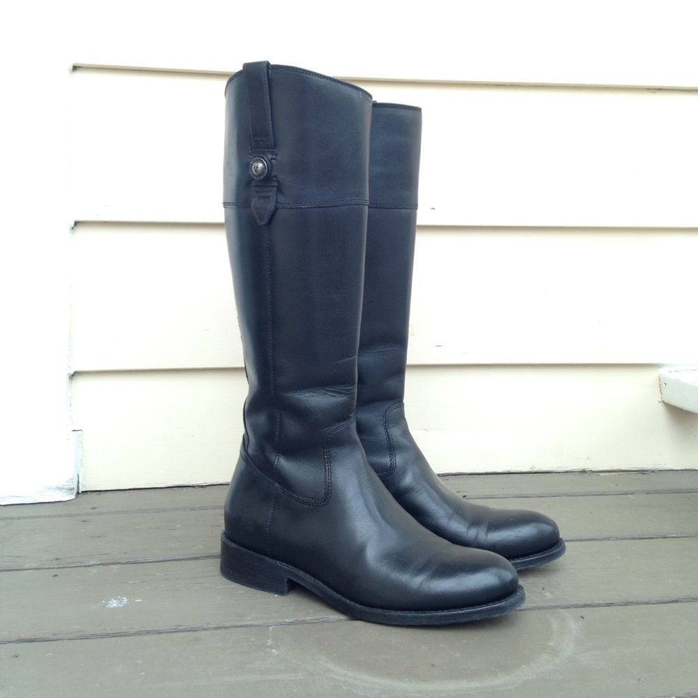 Frye Jayden Button Tall Boots 7.5 M Black Leather