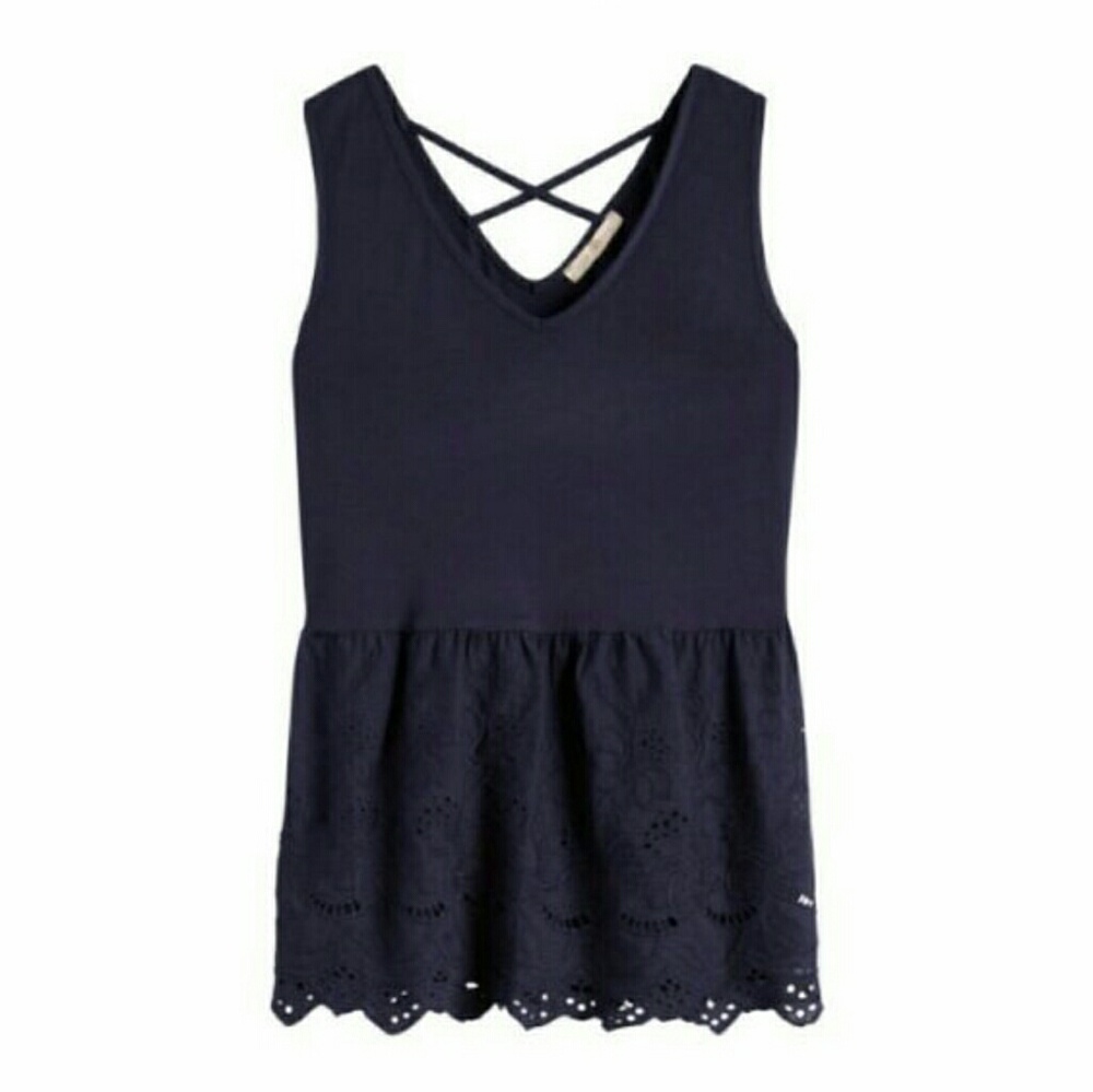 Navy peplum knit top