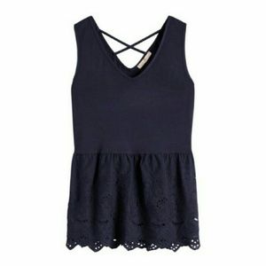 Navy peplum knit top