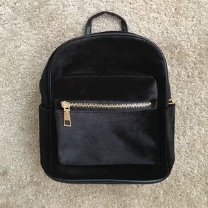 Black velvet mini backpack