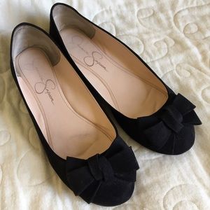 Jessica Simpson Black Suede bow ballet flats