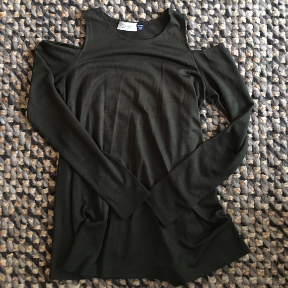 RD Style Tops - Olive Green Cold-Shoulder/Cut-Out Top