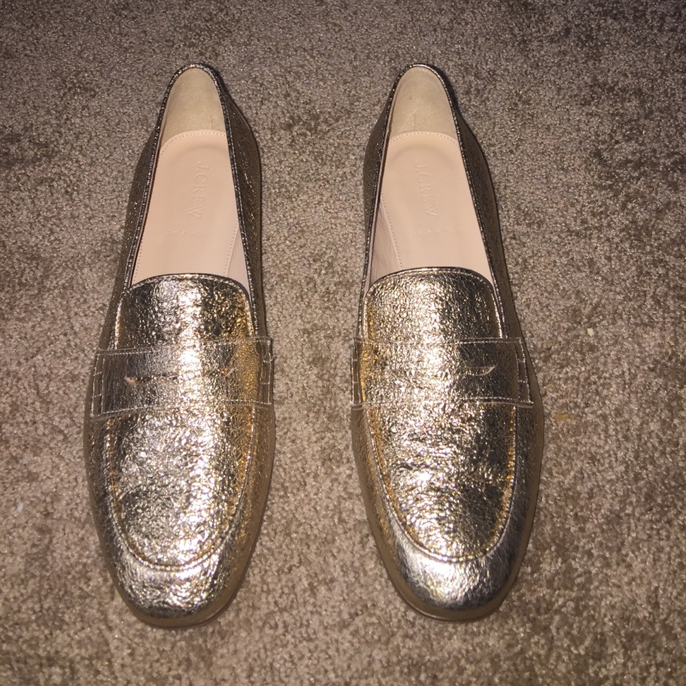 Gold loafers