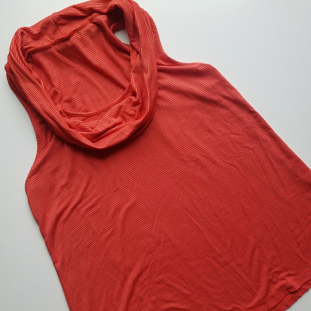 Orange Red Drape Neck Sleeveless Top