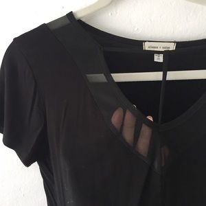 Strappy Mesh V-Neck Tee