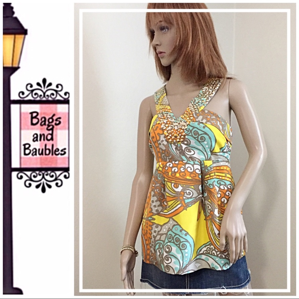 KATE SPADE Embellished Silk Top, Size 6