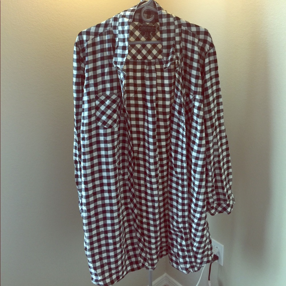 Forever 21 Plaid Chech Button Down Tunic SZ 3X