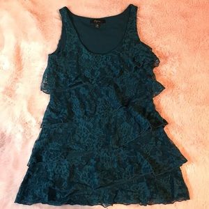 XS Express Blue-green Lace Top with Ruffles