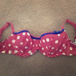 Freya red stripe polka dot swimsuit top