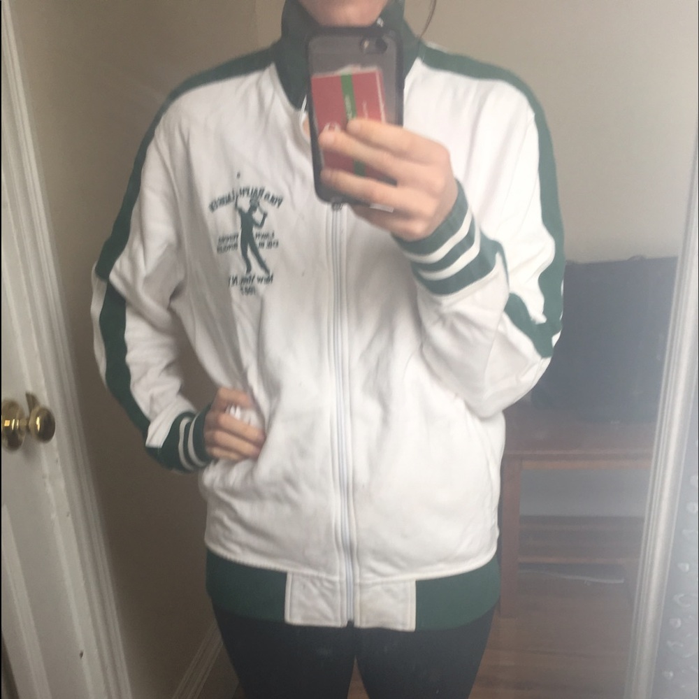 Ralph Lauren sweatshirt zip up white and green