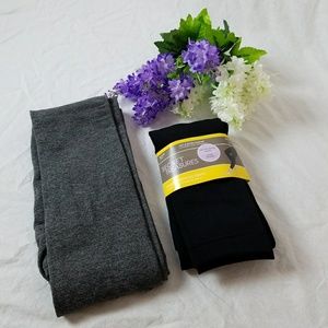 2 pair! NWT Fleece Lined Footlesss Opaque Leggings