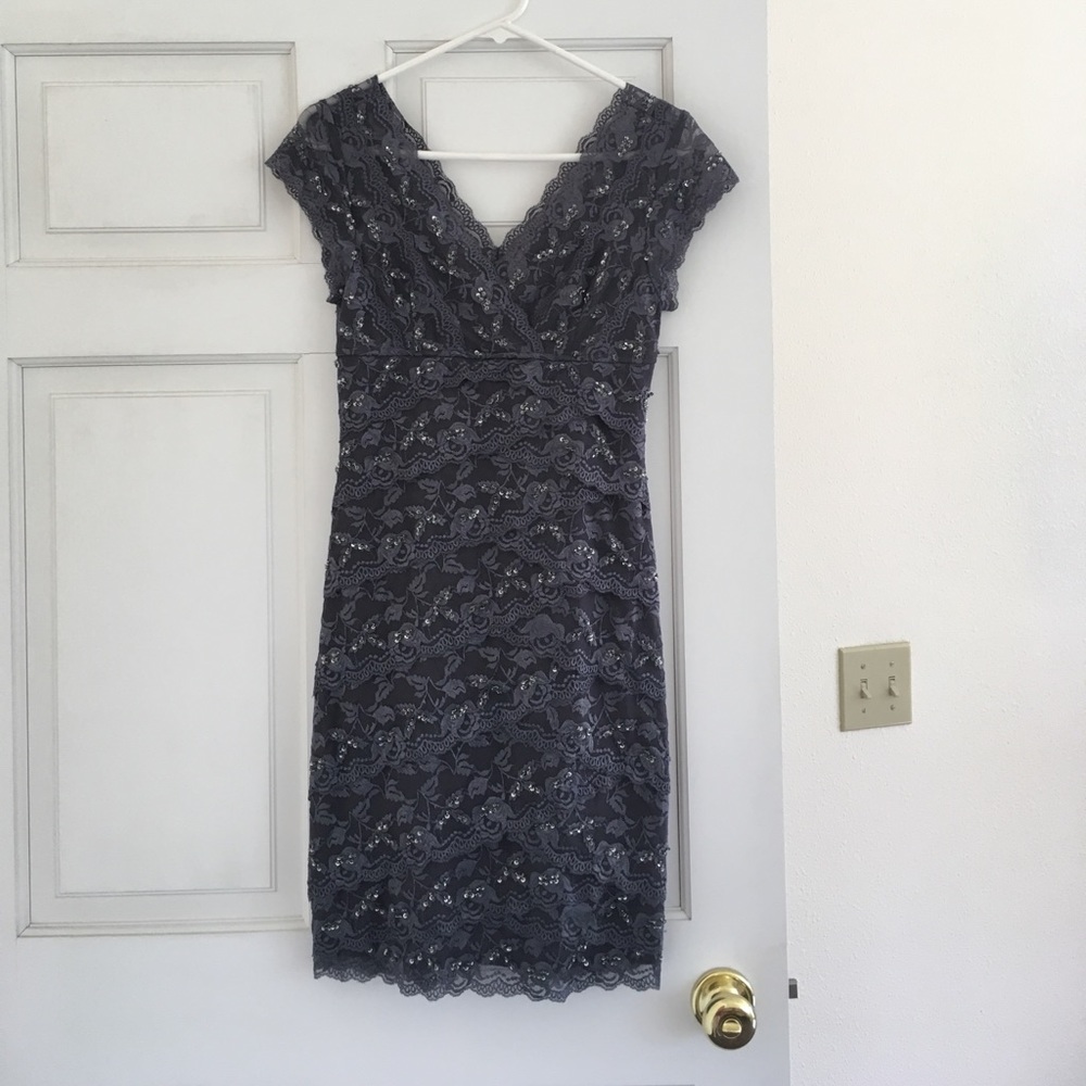 Gray dress with sequins and beads