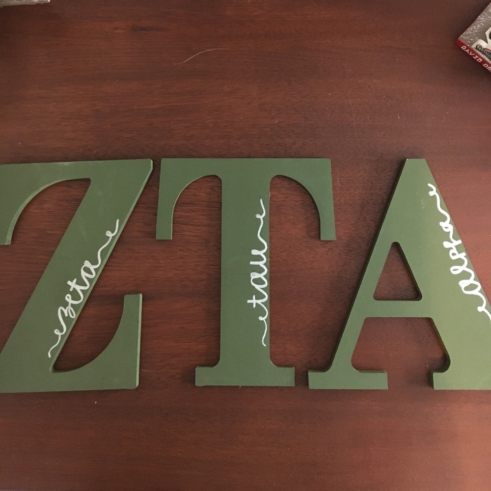 ZTA ( Zeta Tau Alpha ) wooden letters