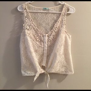 Cream, lace, Urban Outfitters Crop Top