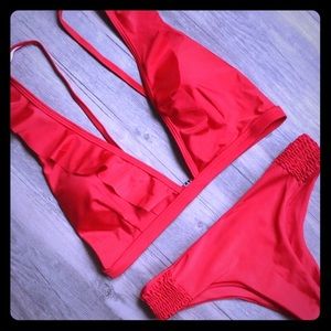 ☀️BRAND NEW Red Brazilian Cut Ruffle Bikini☀️
