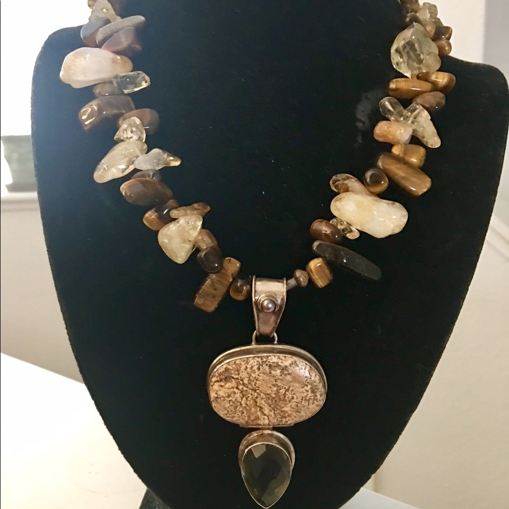 Chunky Agate and Jasper Statement Necklace