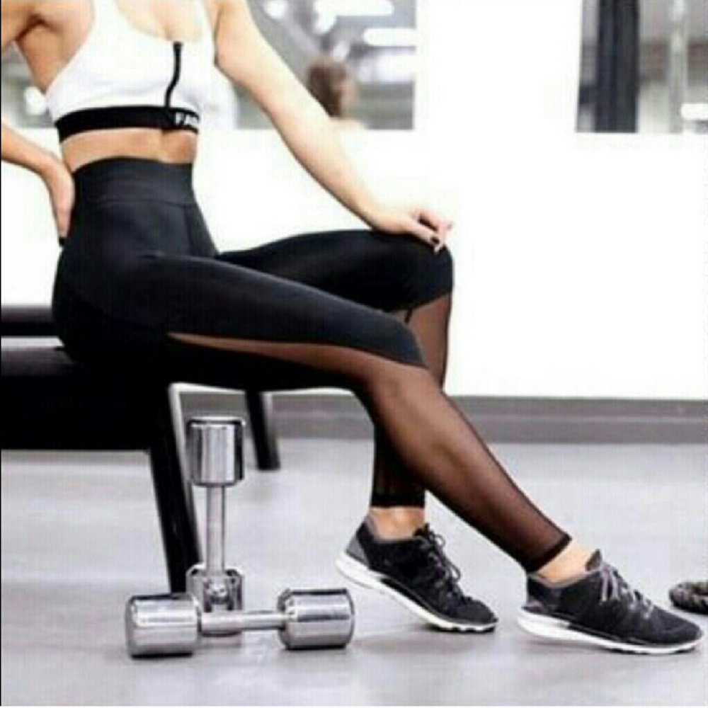 New Tech Mesh Cut Out Moto Workout Leggings - Picture 2 of 8