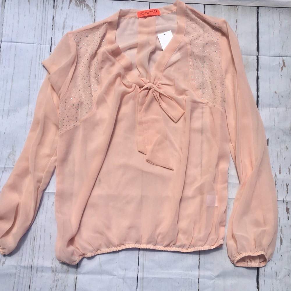 NWT sheer top with jewels
