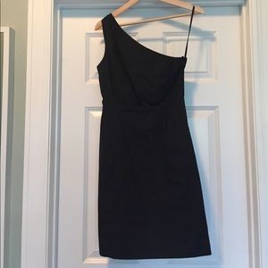 J.Crew one shoulder little black silk/cotton dress