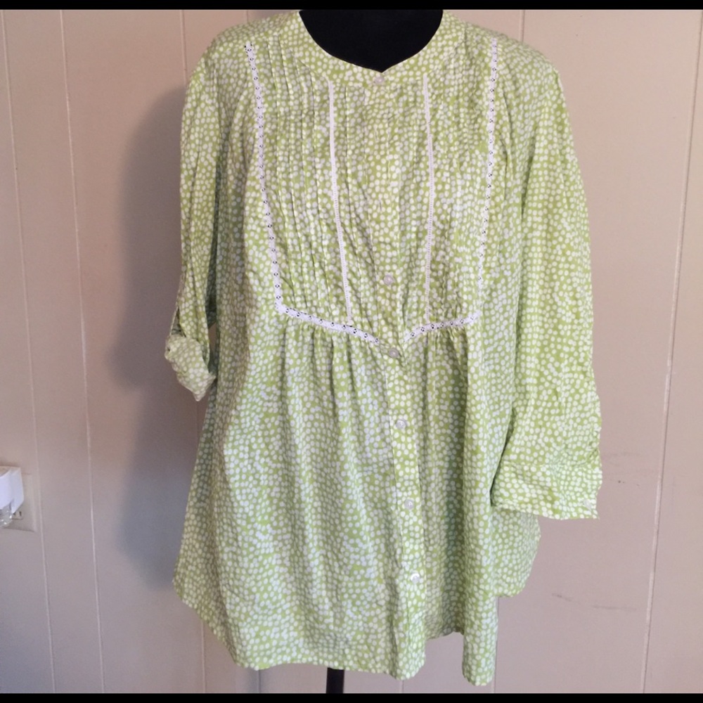 Lime polka dot blouse