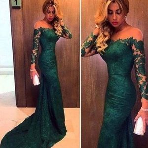 Emerald Green off the shoulder Prom dress