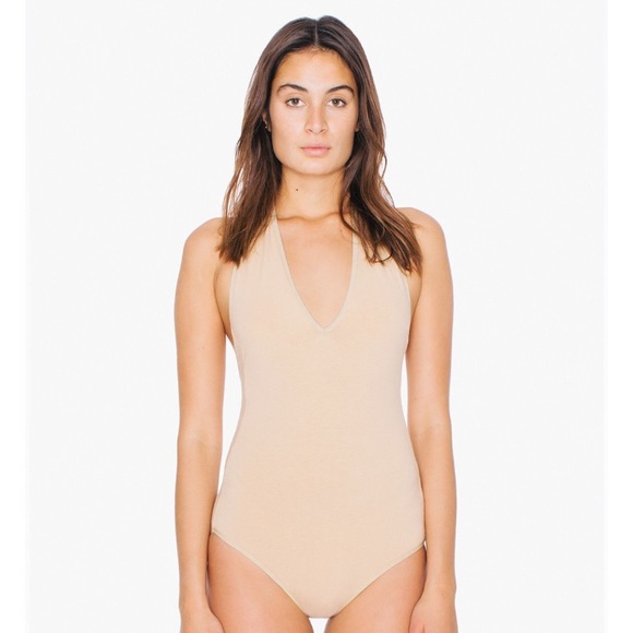 American Apparel Tops - Nude American Apparel Spandex Halter Bodysuit!