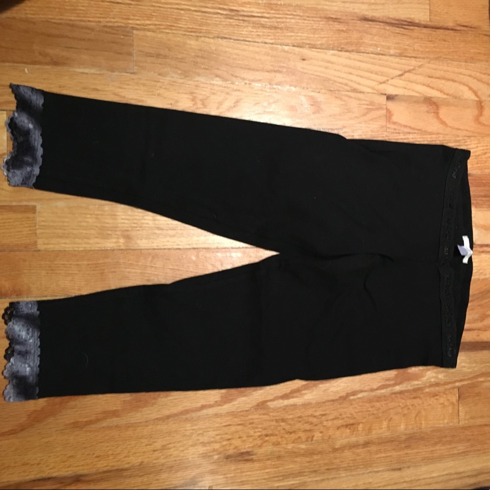 SoLow black cropped leggings lace trim!