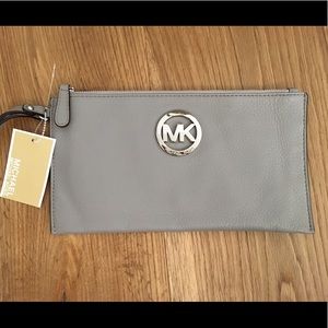 Michael Kors Grey gray clutch large wristlet