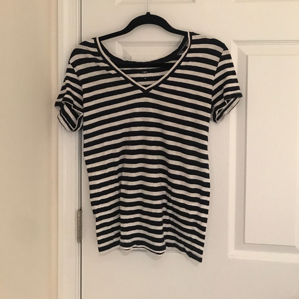 J.Crew navy and white T-shirt