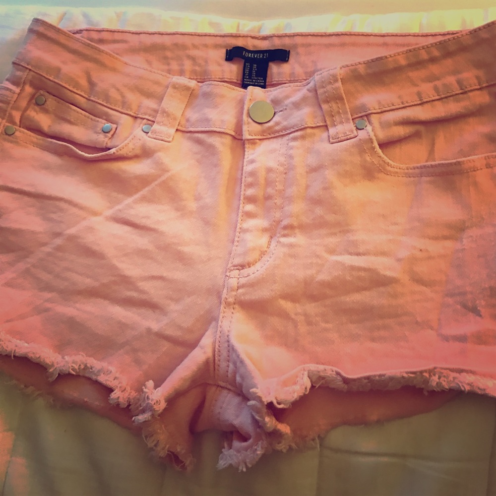 Light pink jean shorts