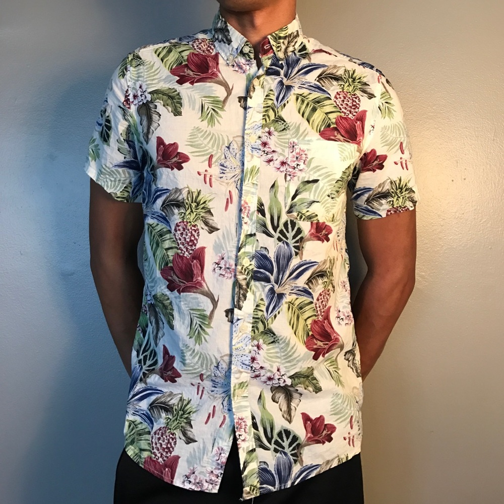 H&M Short Sleeve Button Up Floral Print Coachella